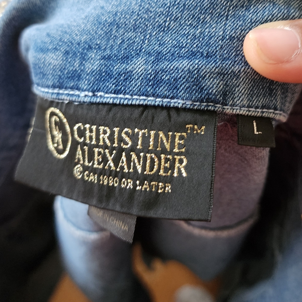 ☆Christine Alexander Denim Blue Jean Diamond Studded Bling Bedazzled Jacket☆ - Picture 6 of 6